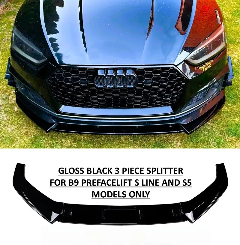 For Audi A5 S-Line S5 B9 F5 Pre Facelift 2017-2020 Car Front Bumper Lip Spoiler Splitter Front Bumper Lip Chin Canards Bodykit