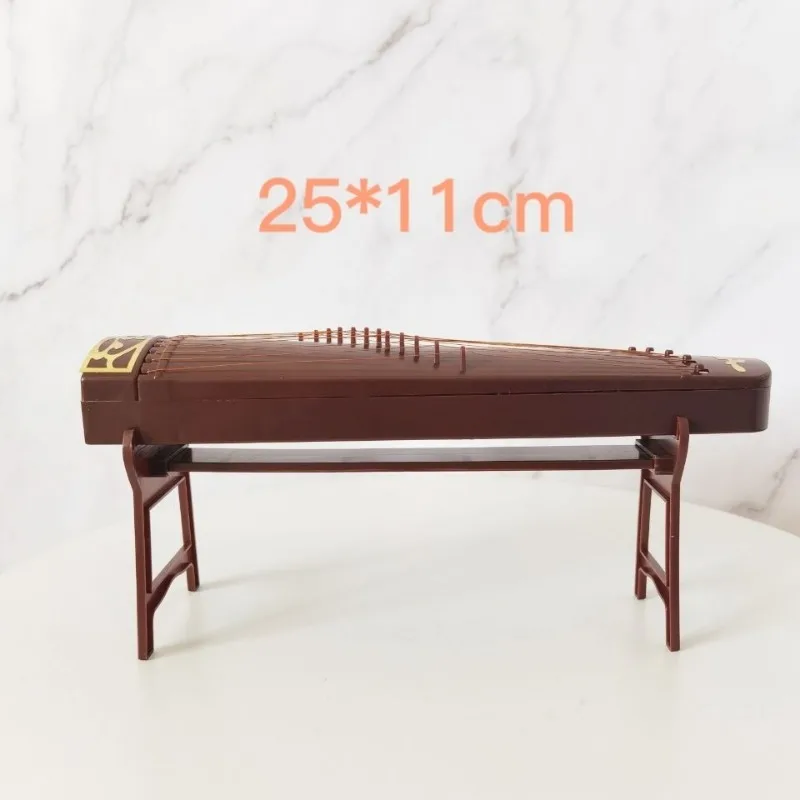 Tela clássica Fan Xiao Guzheng Brinquedos Instrumento Musical, Antique Boneca Acessórios, Estilo chinês Ornamentos Props