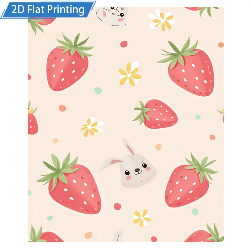 1pc Flannel Blanket Cute Strawberry Bunny Print Blanket Soft Cozy Throw for Kids Bedroom Decor 2D Flat Printing