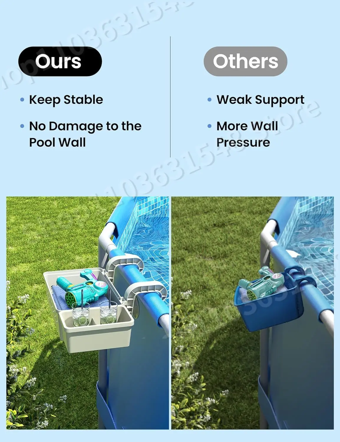 Upgrade Poolside Storage Basket Acessórios de piscina para acima da piscina Cesta de armazenamento com porta-copos, Novo, 2 conjuntos