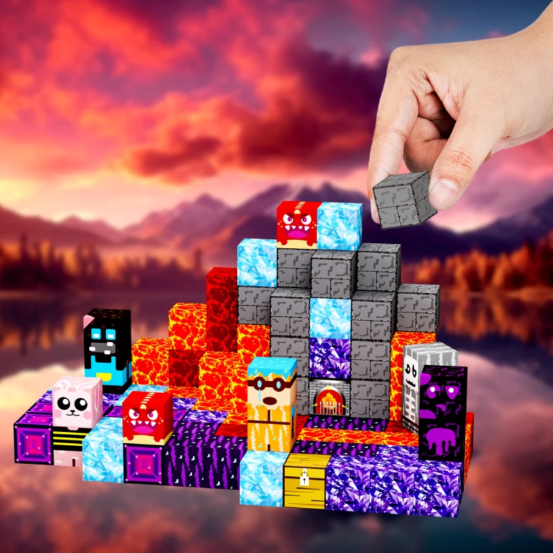 Black Lava Theme Puzzle for Boys and Girls Aged 3-6 Children's Educational Magnetic Building Blocks Toy
