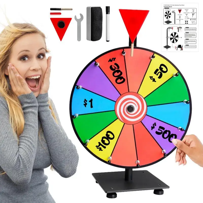 Prize Wheel Spinning Game Fortune Party Turn Plate Wall Carnival Raffle The Draw Tabletop Lottery Machine Winner Fun Turntable