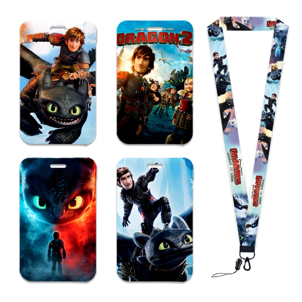 Porta Tarjetas de Identificación con Diseño de Dragón de Película de Fantasía, con Llaveros, para Estudiantes, Accesorios para Tarjetas de Identificación