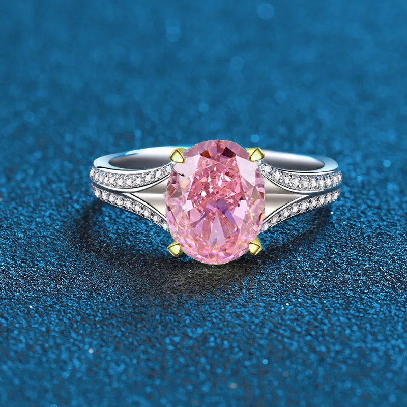 

Luxury Solid Platinum PT950 Women's Ice Flower Cut Yellow Pink Red Moissanite Diamond Wedding Ring