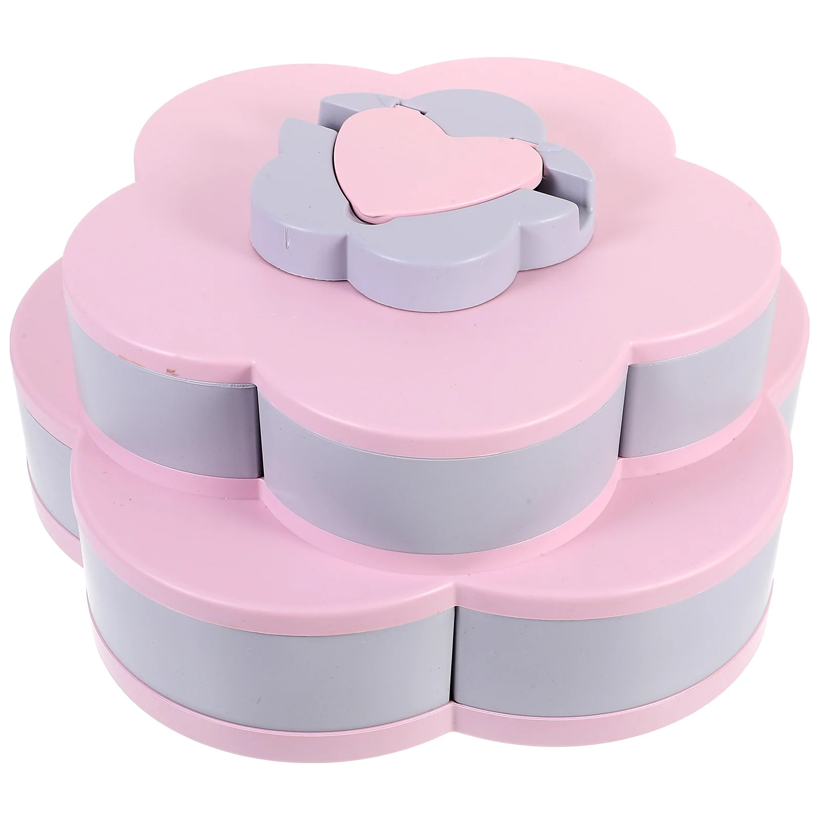 

1pc Double Layer Rotating Petal Candy Box Abs Storage Compartment Food Phone Holder Snack Household Gift Dried Sweets Case Multi