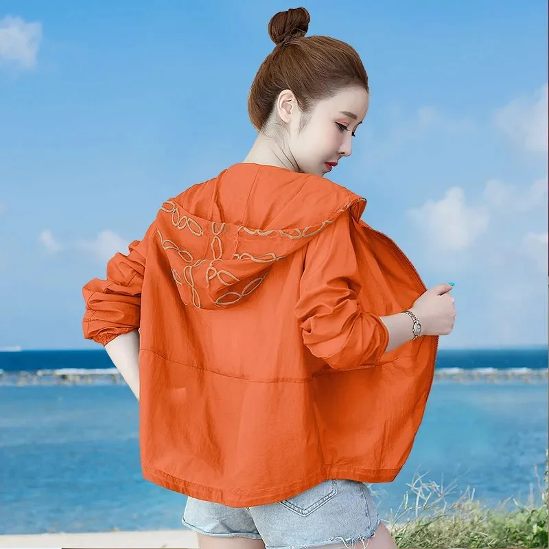 

Women Short Sun protection clothing Spring Autumn New Casual Windbreaker Female Stand Collar Coat Zipper Jacket Outerwear T129