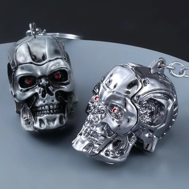Terminator Skull Head Keychain Men Women human skeleton Pendant keyring Jewelry Elektroniczny morderca Car Key Accessories