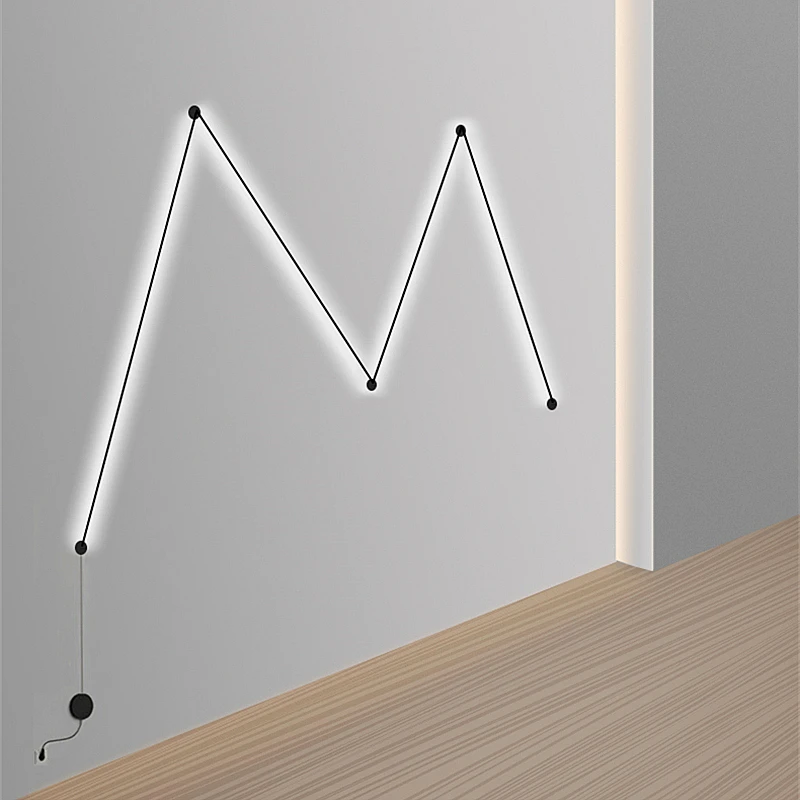 LED Wall Lamp Minimalist Linear Skyline Free Combination Wall Mounted Art Wall Sconce Livingroom Background Decoration Light