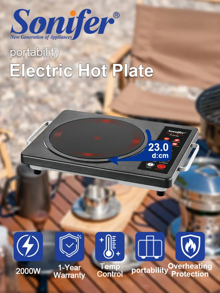 Ceramic Hot Plate Sonifer SF-3065 2000W Electric Stove 23cm Microcrystalline Plate 5 Level Control Portable Cooker