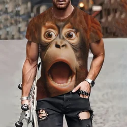 Funny Monkey Print T-shirts for Men Summer Men's Clothes O-Neck Men Short Sleeve Tee Casual Loose Monkey Graphic T shirts Tops