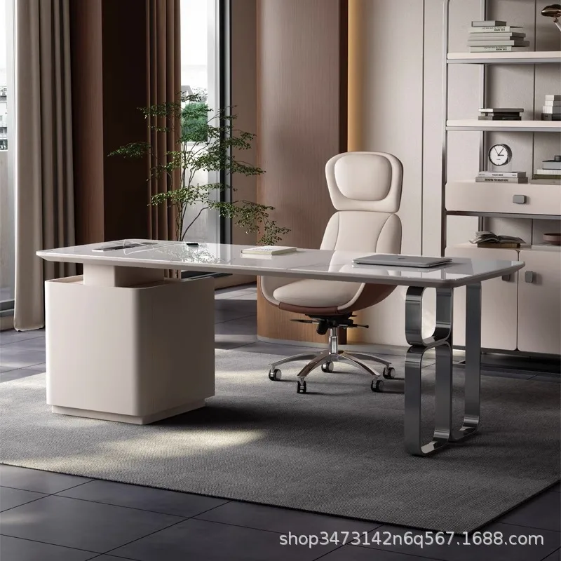 Light luxury study des k Italian minimalist rock slab computer desk Home modern simple de sk Designer writing d esk