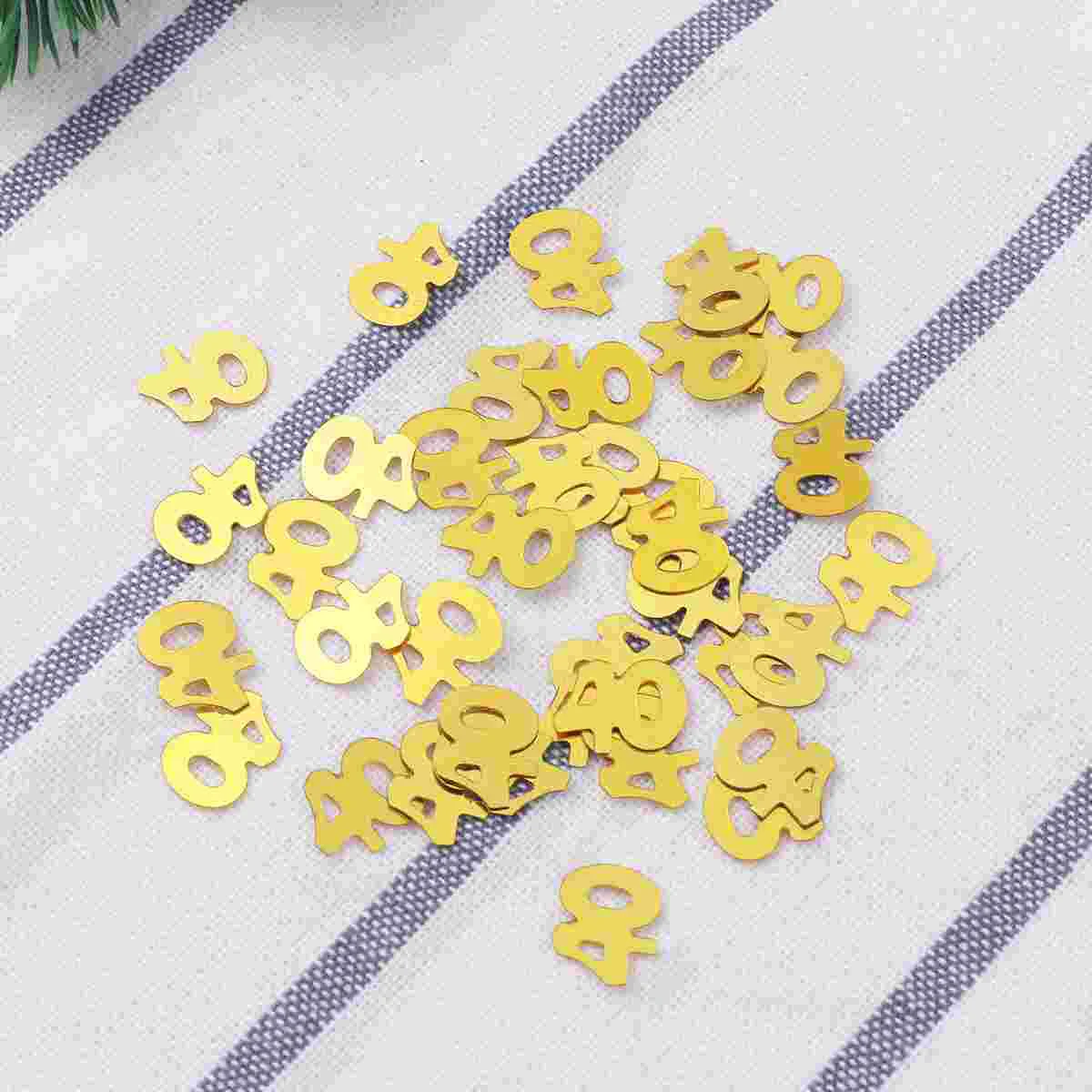 1200 Pcs Gold Decor Glitter Ornaments Happy Birthday Decorations Sparkly Number Confettis 40th Party Anniversary Dining Table