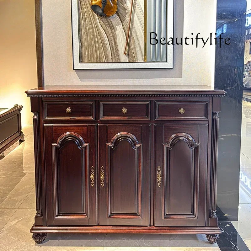 

hh American all-solid wood shoe cabinet, cherry wood two-door three-door living room entry porch cabinet, storage cabinet, lock