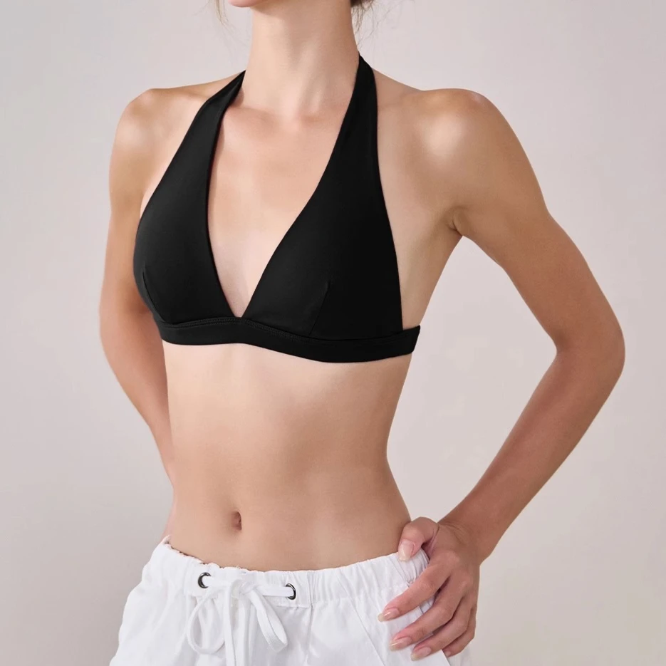 

VEQKING Quick Dry Halter Бюстгальтеры для йоги со съемными подушечками Спортивные укороченные топы Dip V Тренажерный зал Фитнес Бюстгальтер без косточек Сексуальные топы для тренировок с открытой спиной