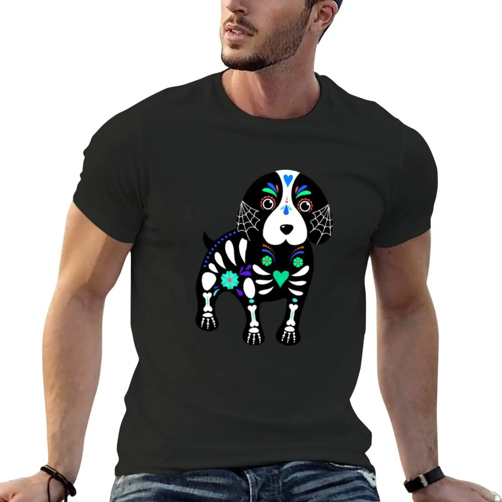 Dog Skeleton T-shirt quick drying plus sizes anime Blouse T-shirts for men cotton