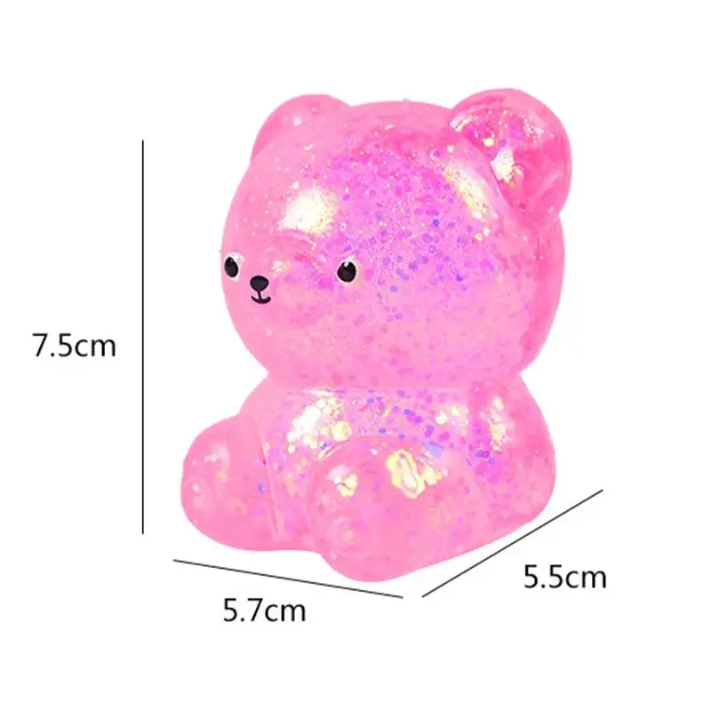 Cute Bear Fidget Maltose Glitter Gummy Squeeze Toy Anti Stress Slow Rebound Polar Light Colorful Stress Anxiety Relief Gift