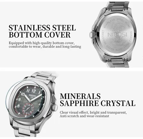 Imagen 2 del producto NIBOSI, nuevos relojes de marca superior de lujo, relojes de cuarzo digitales luminosos impermeables, relojes informales de silicona con fecha para Hombre, Reloj para Hombre