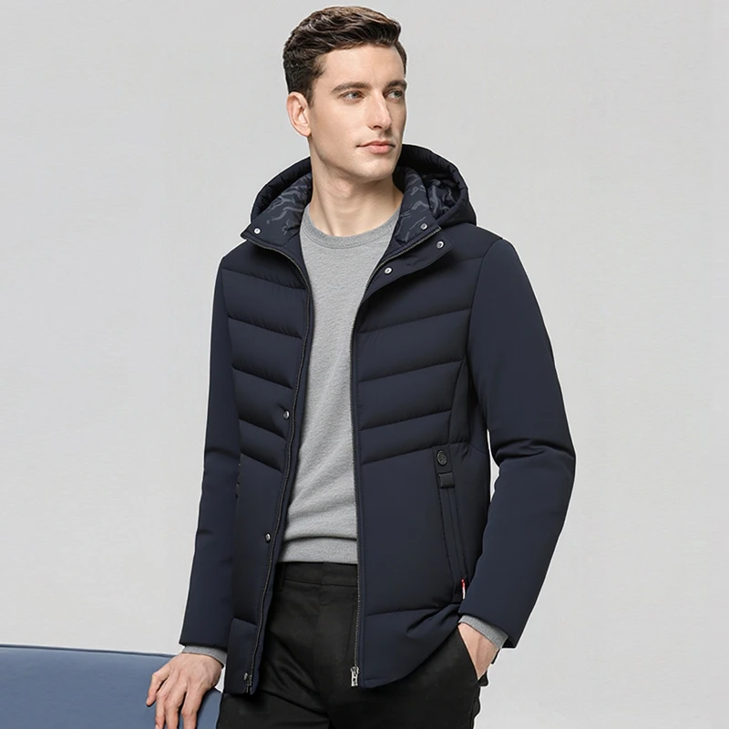

Зимняя утепленная мужская хлопковая куртка в деловом повседневном стиле со съемным капюшоном, теплая верхняя одежда из полиэфирного волокна