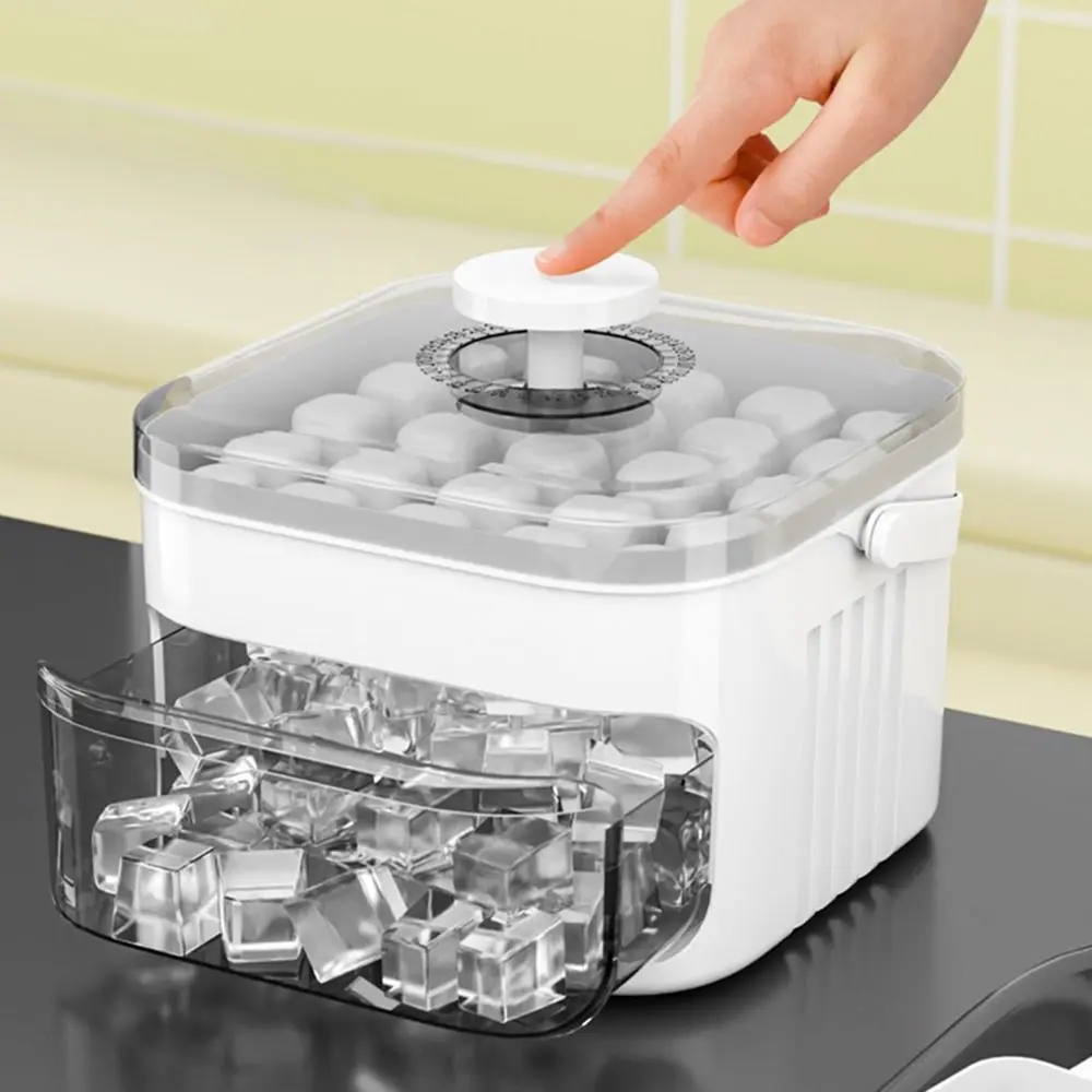 

50-Cube Ice Maker with Easy Press Cap Double Layer Ice Cube Maker Refrigerator Household Ice Storage Ice Box