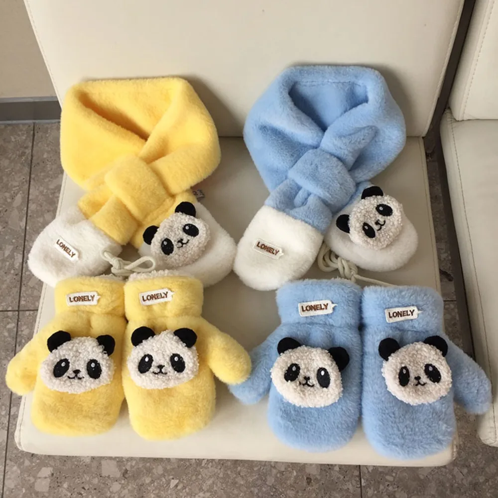 Милый утолщенный детский шарф, мягкий плюшевый шарф, перчатки, теплый шарф на шею с героями мультфильмов, осень-зима