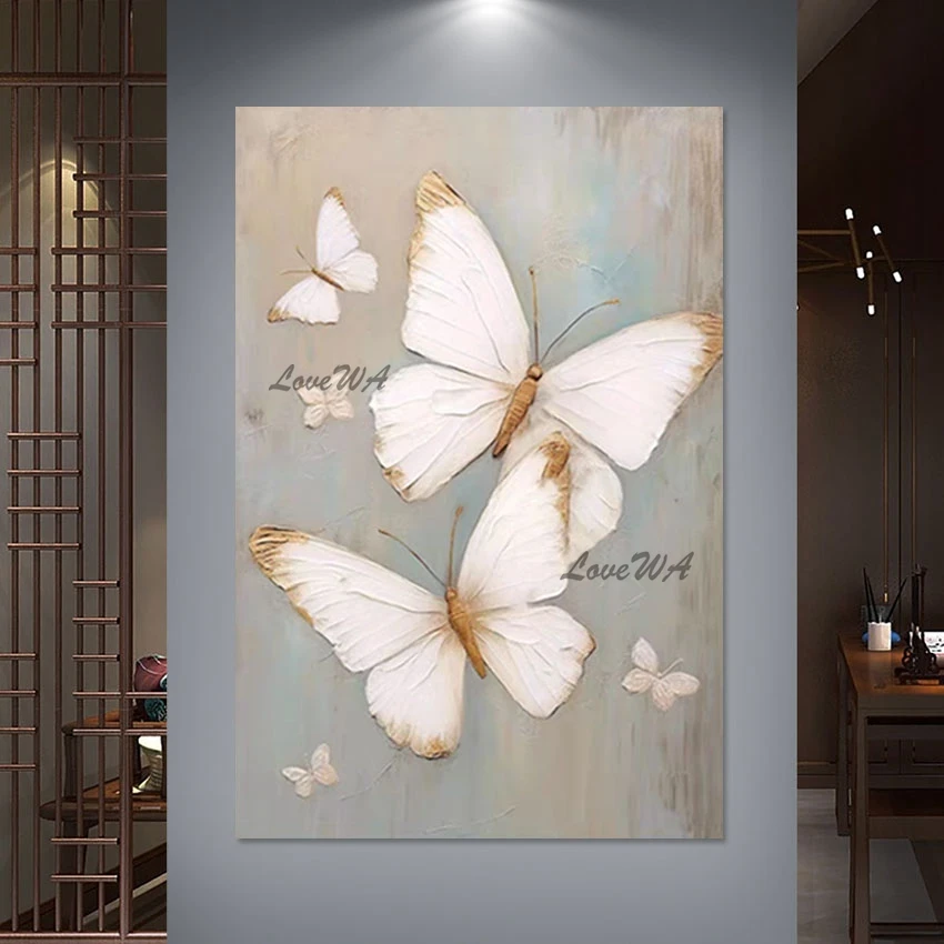 Large Living Room Wall Pictures Knife Art Butterfly Hand Painted Oil Paintings On Canvas Custom Artwork Home Decoration Craft