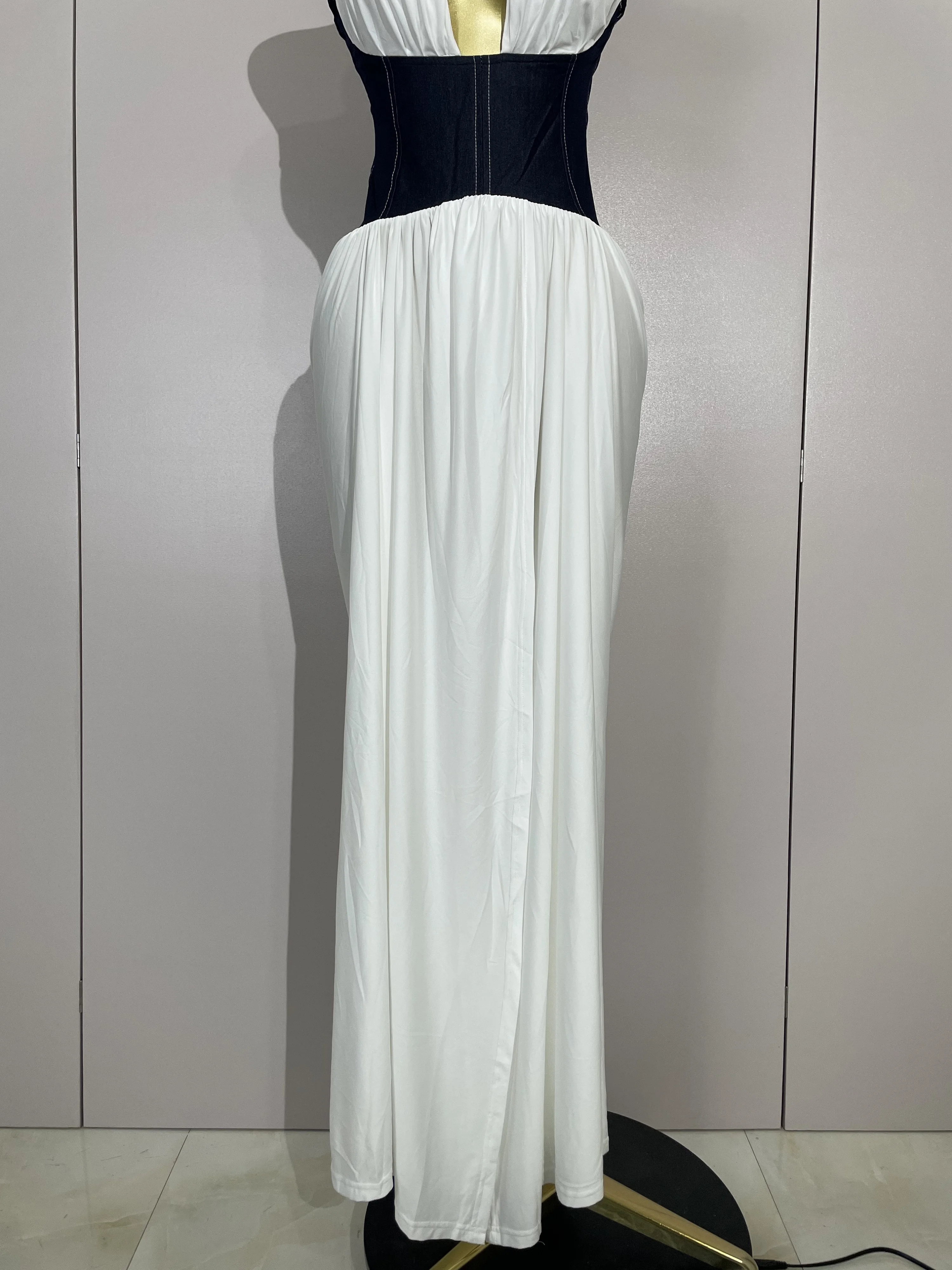 Elegante sexy sem costas halter frente fenda maxi vestido longo 2025 feminino festa à noite clube vestido de luxo aniversário casamento convidado vestido