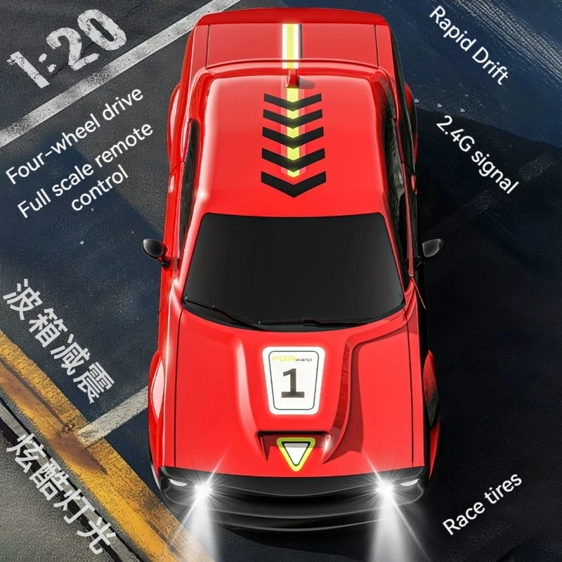 Kf27 profissional rc carro de controle remoto de quatro rodas de alta velocidade deriva cauda agitando carro de corrida dublê com modelo de iluminação brinquedo