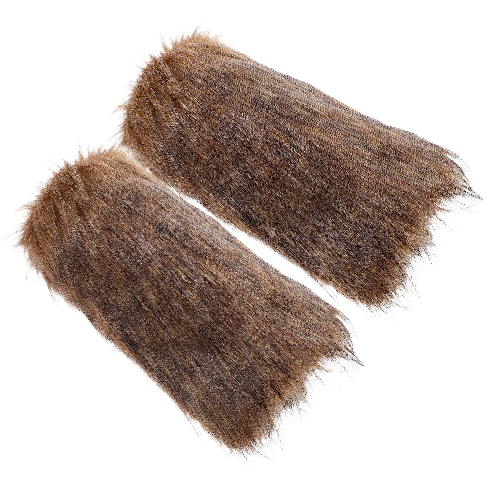 1 Paar Kunstfell-Wikinger-Beinstulpen Winter-Stiefelmanschetten Damen Flauschige Kostüm-Accessoires für Halloween-Party Cosplay Mittelalterliche Flauschige Stiefel