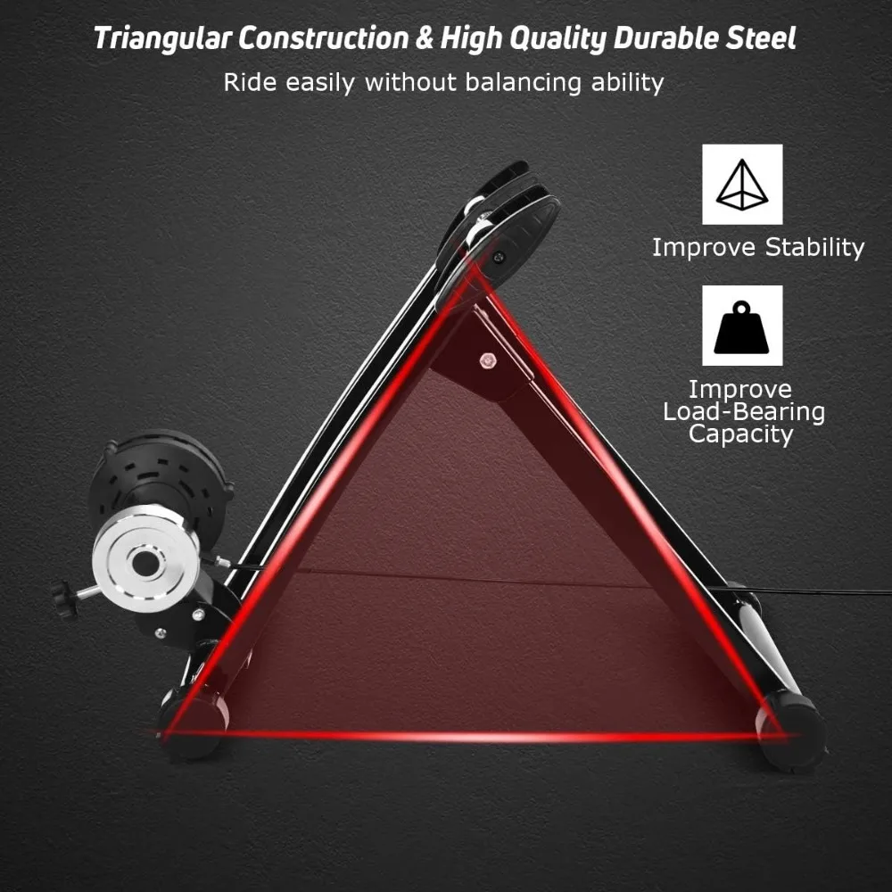 مدرب الدراجة الداخلي Goplus، حامل دراجة ثابت قابل للطي بعجلة الموازنة المغناطيسية للتدريب على ركوب الدراجات، 26 بوصة