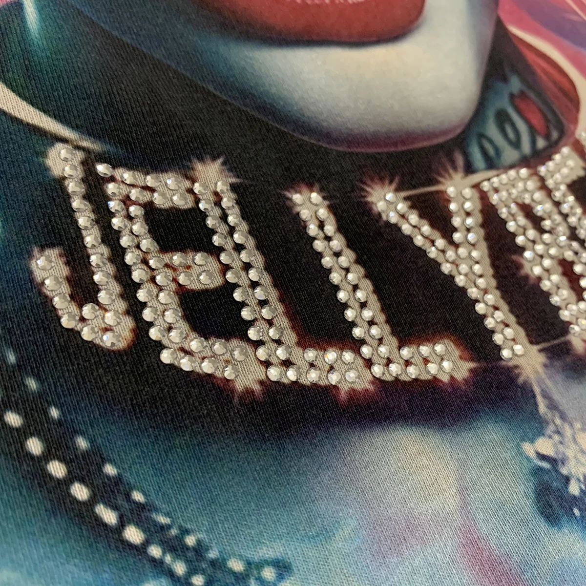 Streetwear-T-Shirt mit Charakter-Print und Glitzerdiamanten, Kurzarm, Rundhalsausschnitt, Baumwolle, Sommer-T-Shirts, Oversize für Männer und Frauen – Detail 6