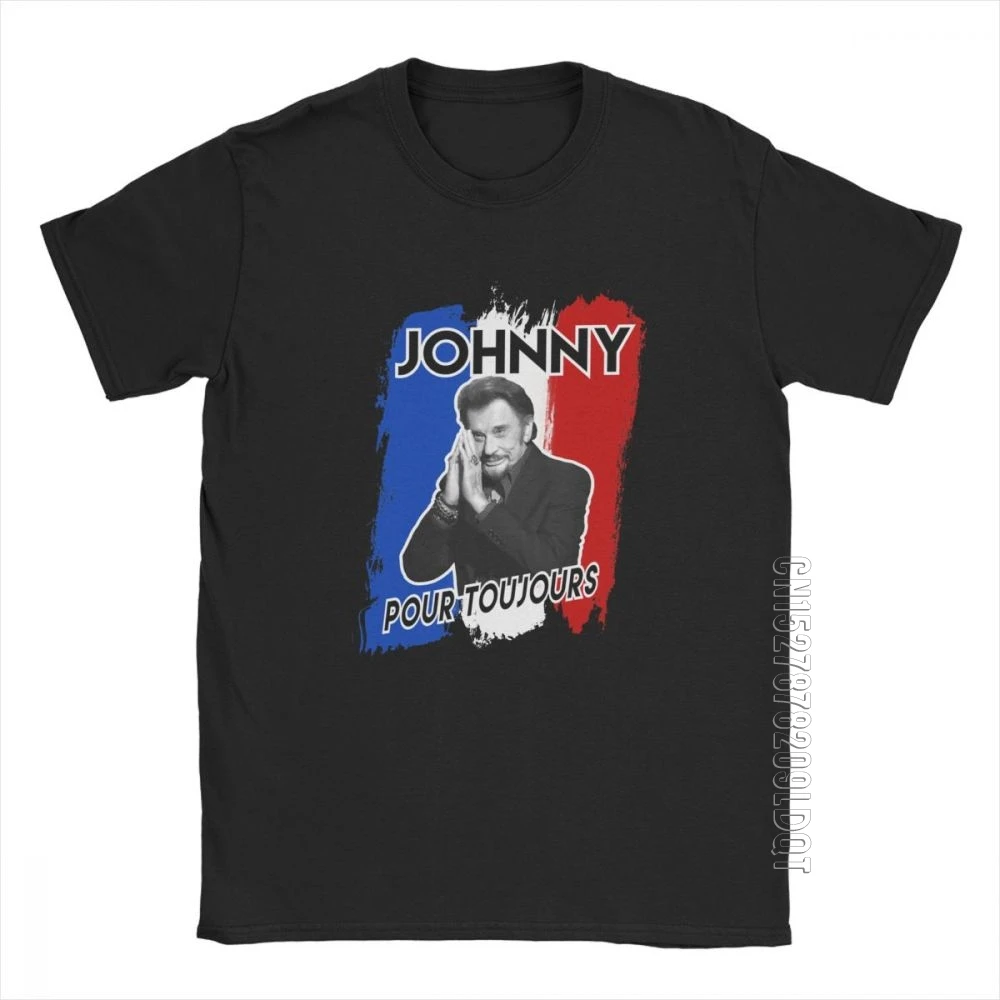 Johnny Hallyday Forever Vintage T Shirt Men Rock Music Male Tshirt Tops Plus Size Basic Tees Cotton O-Neck T-Shirt