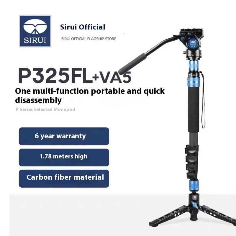 Sirui P-325FL P-325FS Monopod Professional Carbon Fiber Portable Tripod 5 Section Carrying Bag Max Loading 10kg