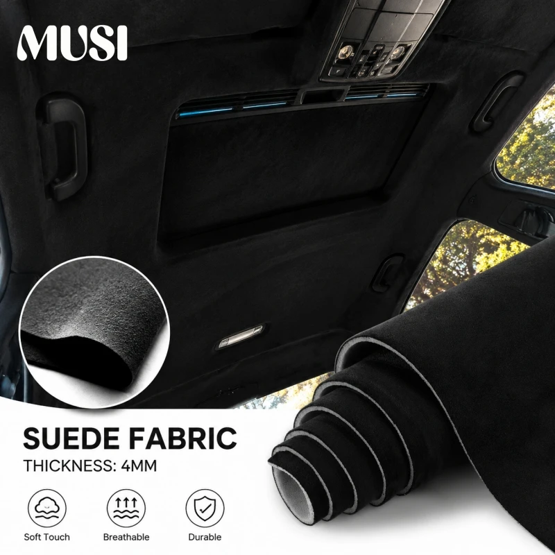 

50-250x150cm Suede Roof Lining Headliner Fabric Foam Material for Car Interior Upholstery Repair Ceiling Sky Fabrics Cloth DIY