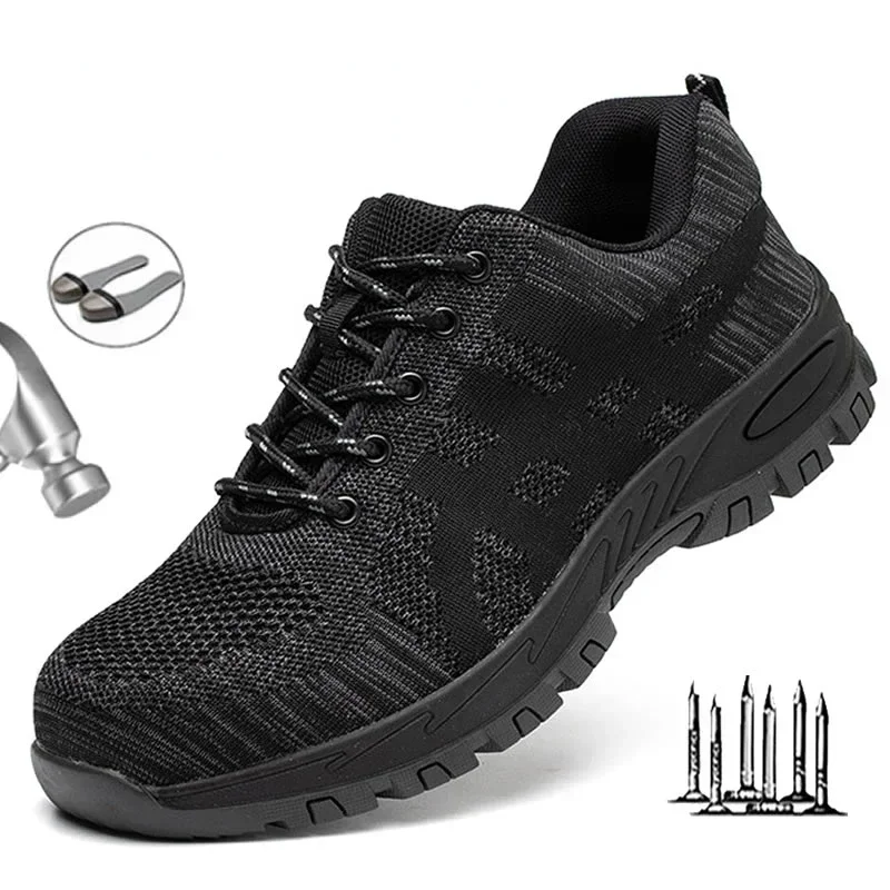 

Durable Wear-resi Anti-puncture Working Sneakers Male Indestructible Work Shoes Men Boots Lightweight Men Shoes Safety Boots