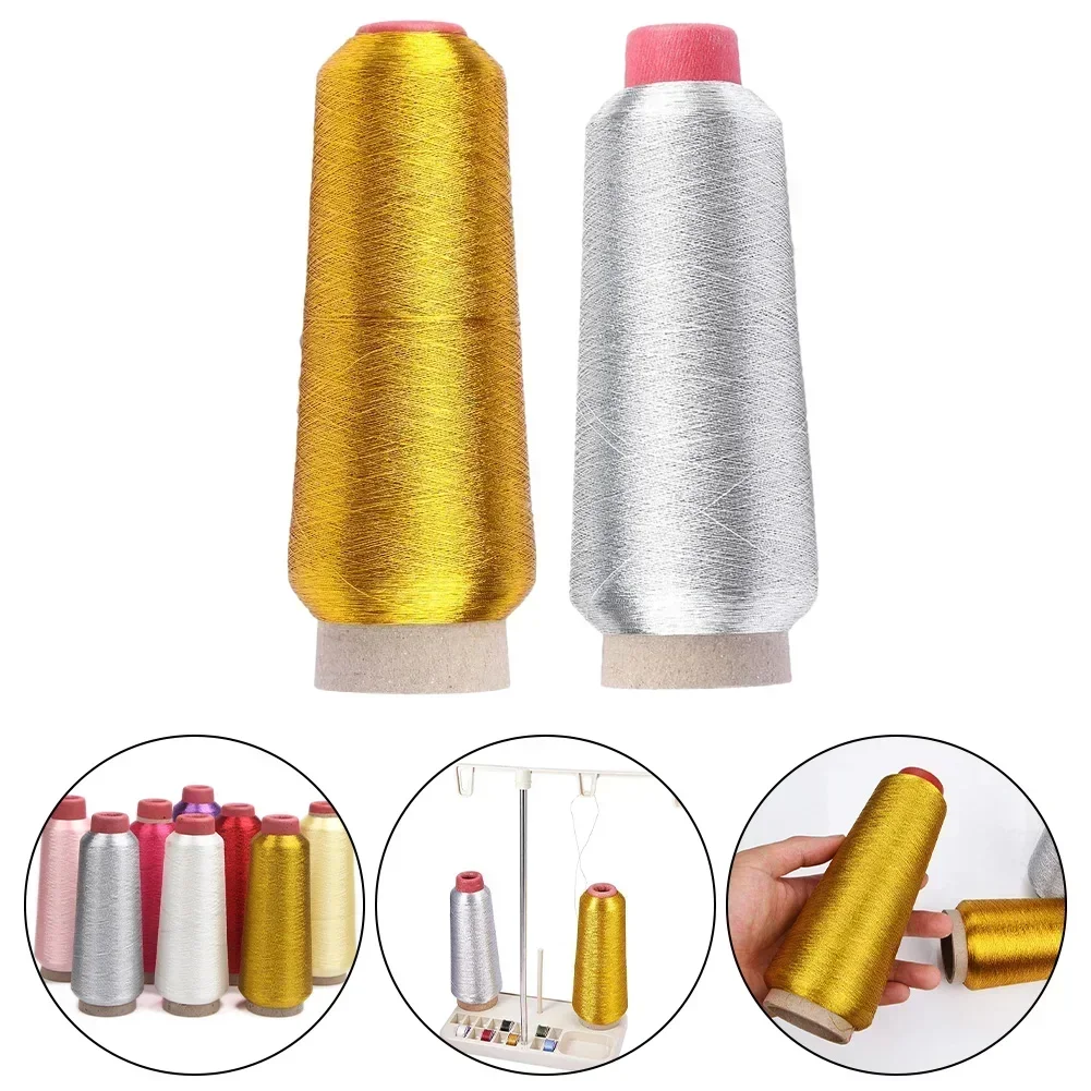 Metallic Thread Embroidery Gold Silvers Machine Embroidery Threads Polyester Sewing Thread Spools For Embroiderys