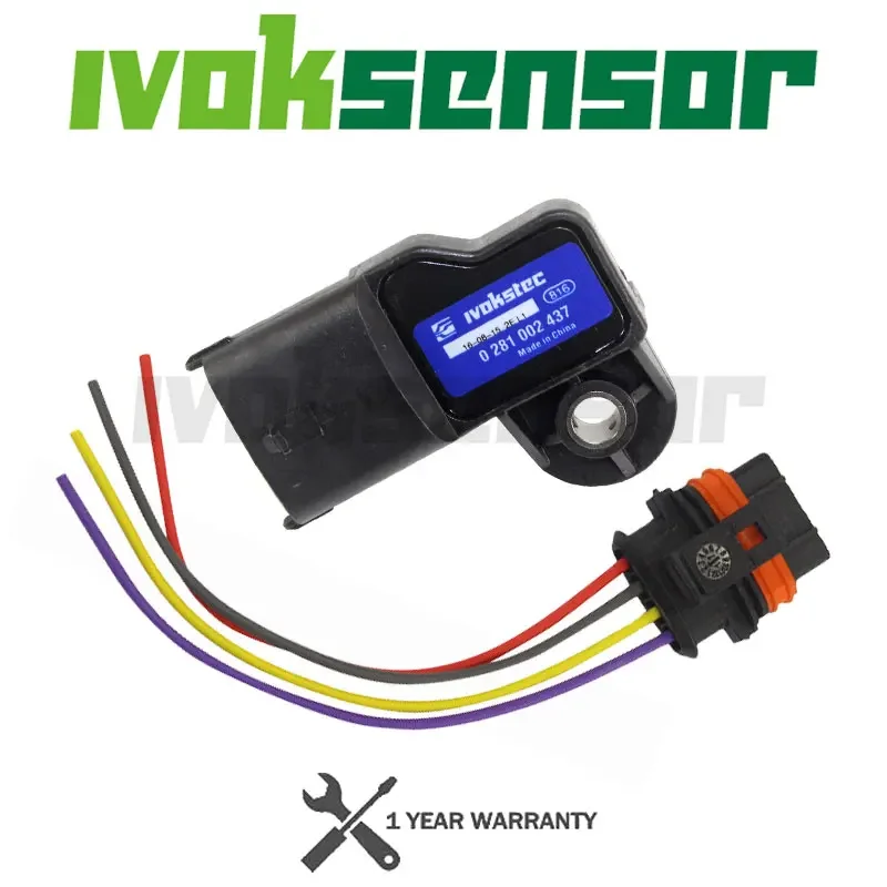

Original Boost MAP Sensor For Opel Vauxhall Astra G H Signum Vectra C Zafira 1.3 1.9 Cdti 73503657 0281002845 W/ Plug Connector
