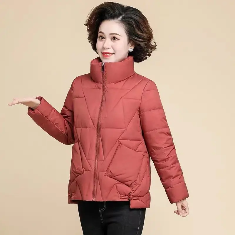 

Loose Jacket Autumn Winter Warm Long-sleeved Parkas Middle Age Women Cotton-padded Tops Zipper Fly Cotton Coat T212