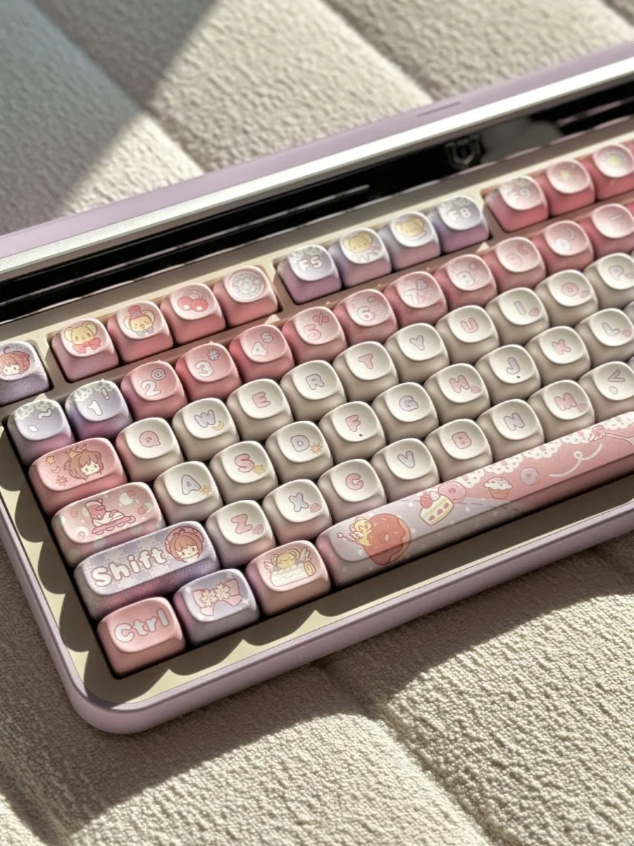 Imagem -02 - Cardcaptor Sakura Teclado Mecânico Keycaps Perfil Moa Cherry Tema Bonito dos Desenhos Animados Pbt Keycaps para pc Gamer 142 Teclas