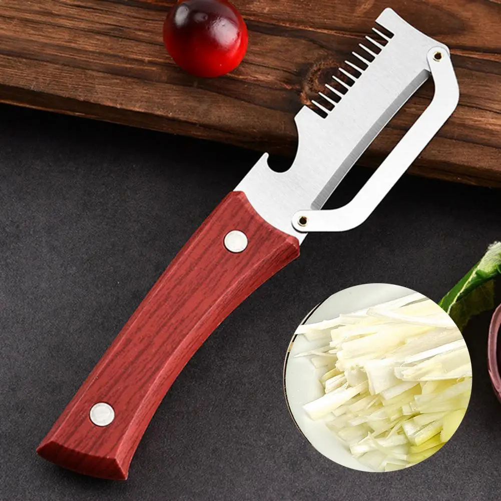 Precise Slicing Peeler Vegetable Peeler with Wooden Handle Stainless Steel Blade Kitchen Tool Built-in Bottle Opener Handheld