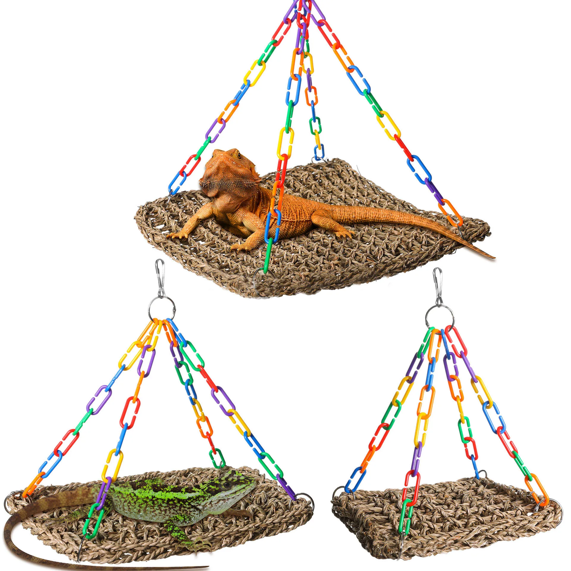 

Climbing Pet Hammock Lizard Sunbathing Platform Water Grass Weaving Lizard Toy Reptile Accessories Birdcage Parrot Hammock