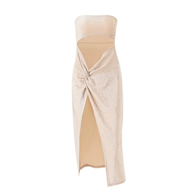 女性のためのセクシーなロングドレス,ノースリーブ,スリット,透かし彫り,スリム,エレガント,クラブファッション,新しい夏のコレクション2022