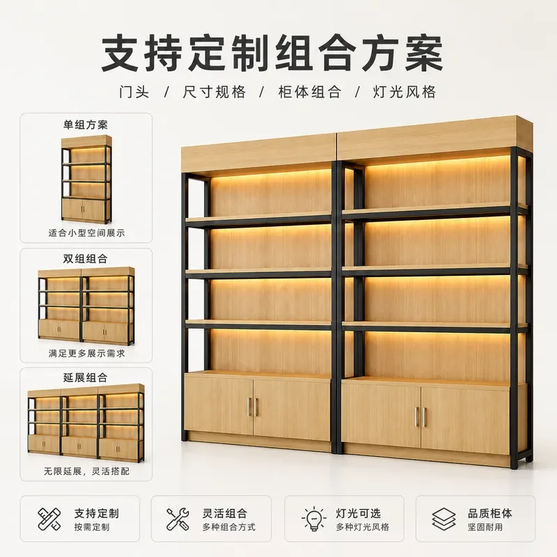 Transparent Display Cabinet with Lock Dustproof Floor Standing Shelf for Convenience Store Retail Storage Showcase New