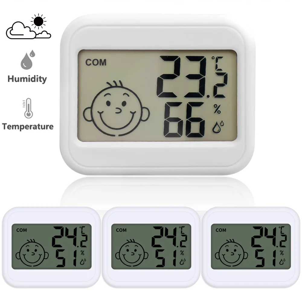 Mini Thermometer Hygrometer Meter Self-stick Wall Mounted Indoor Greenhouse Electronic Temperature Sensor Home Decoration Crafts