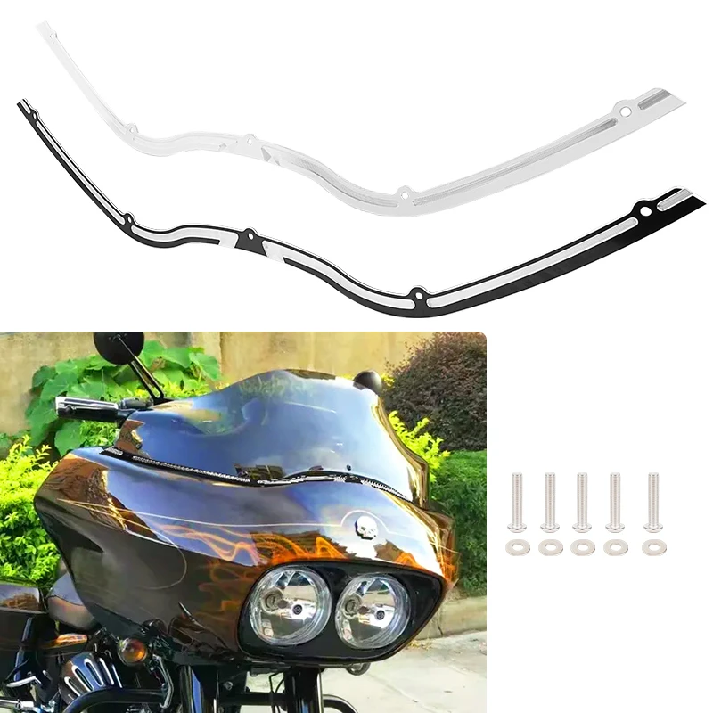 Windshield Windscreen Trim for Harley Road Glide FLTR FLTRX 1998-2013 Motorcycle Fairing Decor Strip