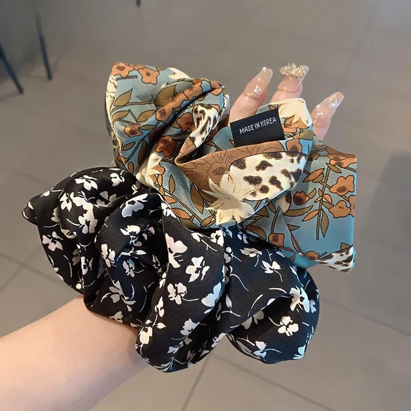 

Retro Large Intestine Ring Floral Wave Point Tie Hair Balls Hair Rope New Banda Elástica De La Cuerda Para El Cabello Зажим