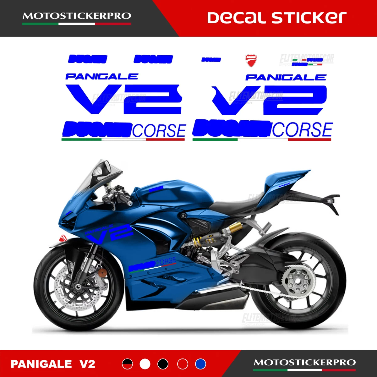 

For Ducati V2 Panigale V2 2024 Motorcycle Fairing Body Decal Sticker Waterproof Stickers Kit Tricolor Design logo Corse