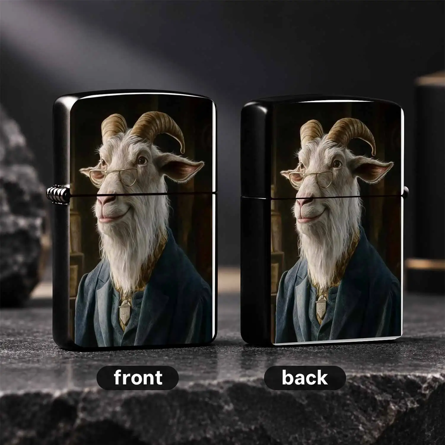 Vintage Gentleman Goat Portrait Creative Lighter, Atmospheric Art Decor Style, Suitable for Multiple Daily Scenarios, Unique Interesting Gifting Pick, Exquisite Portable Accessory for Home and Ou A Humorous And Interesting Lighter