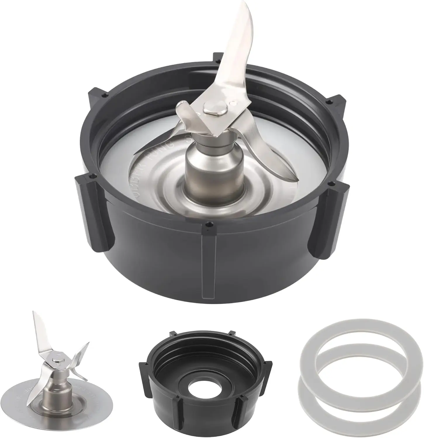 Cuchilla para licuadora Oster, serie Osterizer, cuchilla para hielo con tapa de base de jarra de ABS y 2 juntas tóricas de goma, piezas de repuesto