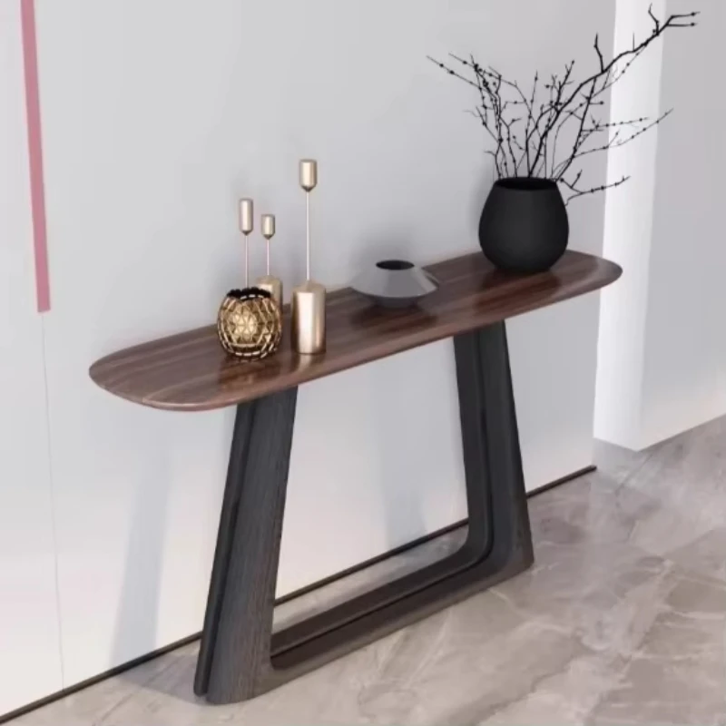 

Solid wood porch table, designed to be narrow and long, foldable, suitable for use in entrances and corridors.