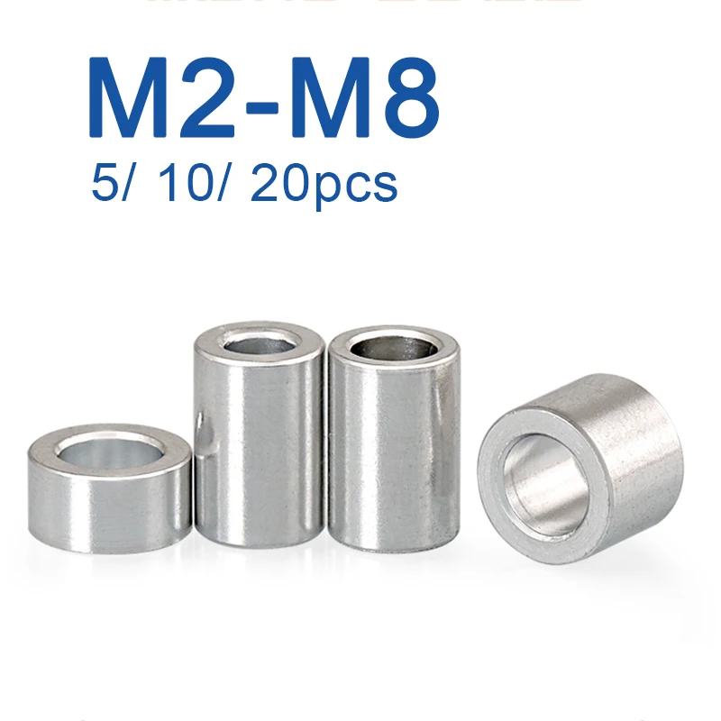 5/ 10/ 20pcs M3 M4 M5 M6 M8 Aluminum Alloy Flat Washer Bushing Gasket CNC sleeve Non-threaded Stand-off Spacer For RC Model Part